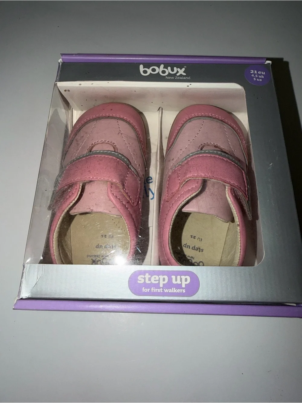 NWT Bobux Step Up Pink Leather First Walker Shoes | Size 5 US 21 EU